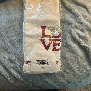 Pier 1 Imports White and Red LOVE Towel